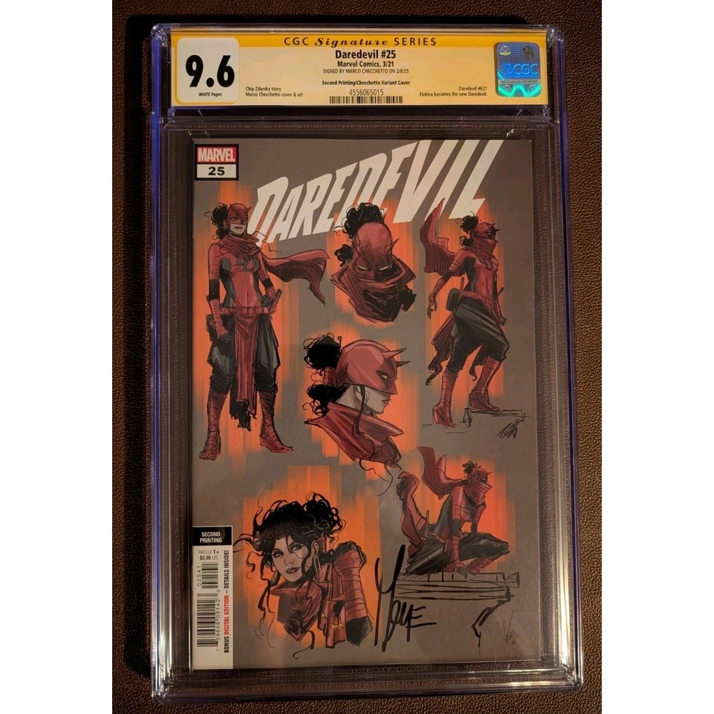 Daredevil #25 CGC 9.6 SS Marco Checchetto‎ 2nd Print Elektra Becomes Daredevil
